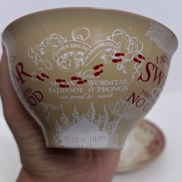 Harry Potter Marauder's Map Teacup & Saucer 12oz "I Solemnly Swear" No Box - Picture 4 of 8